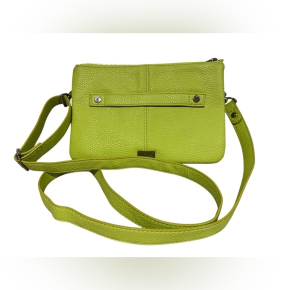 THIRTY-ONE Jewell Street Style Purse Lime Green Citrus Pebble Crossbody Clutch - Picture 1 of 11